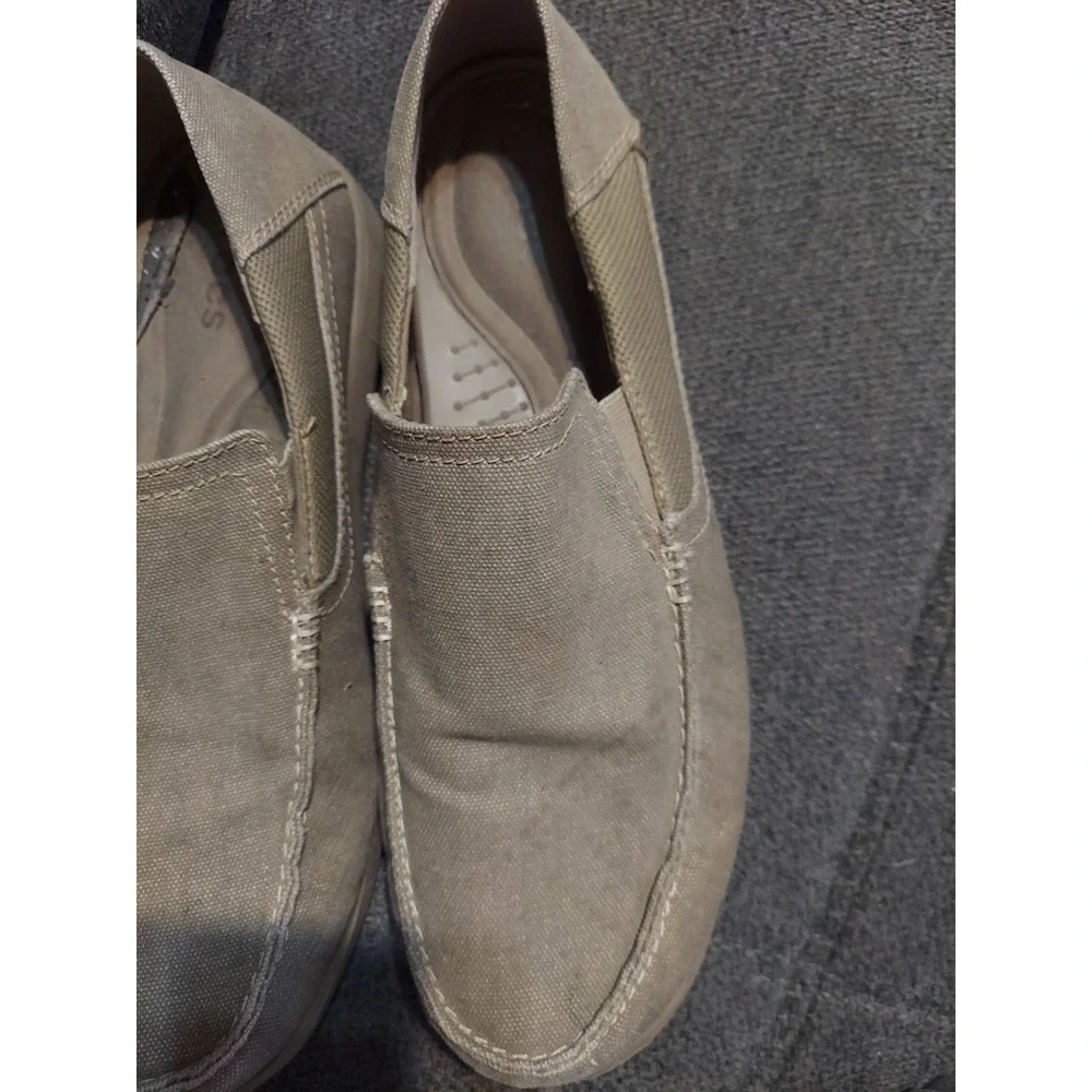 Crocs Mens Slip-on Triple Comfort Shoes  Tan Khaki Canvas Size M 12 Shoes Dress